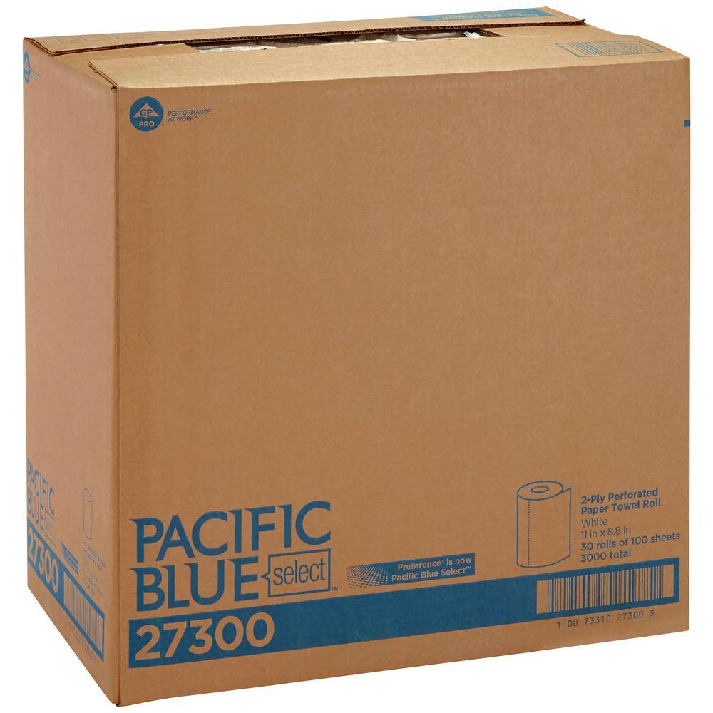 Georgia-Pacific Pacific Blue Select Perforated Paper Towel 8 45x11 White (100 Sheets per Roll 30 Rolls per Carton) GPC27300