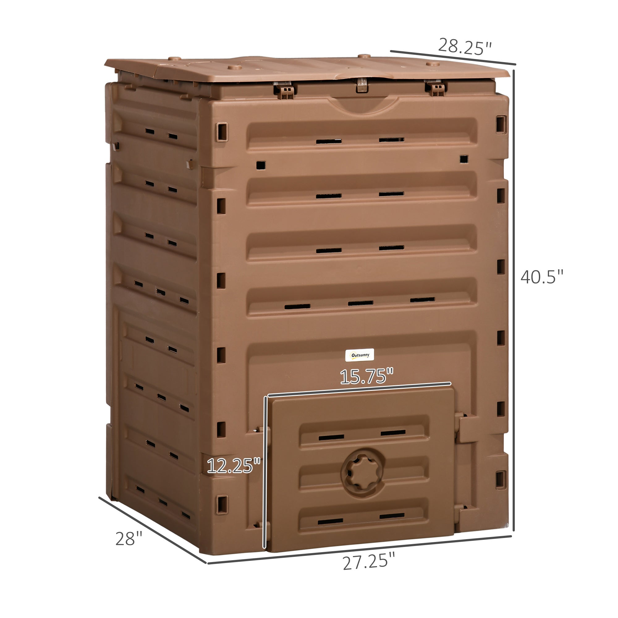 Outsunny 120 Gallon Compost Bin, Large Composter with 80 Vents, Brown