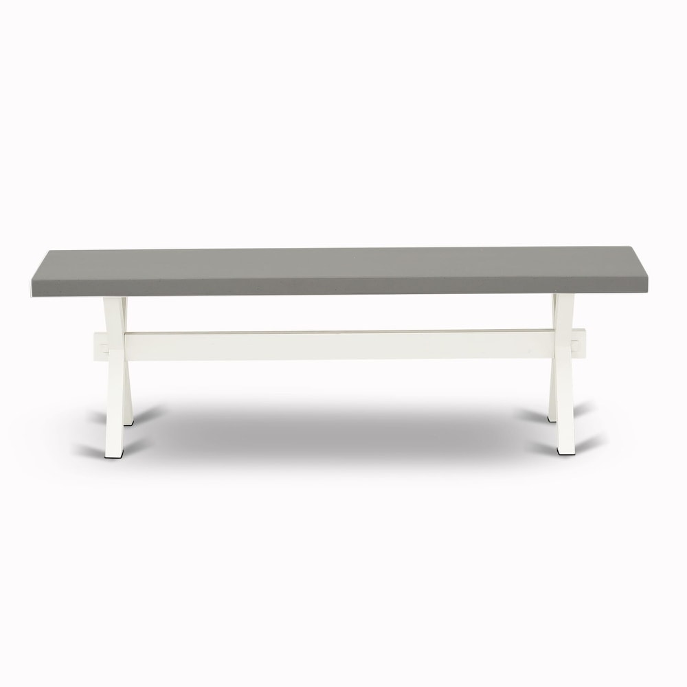 East West Furniture X Style Modern Dining Room Bench with Wooden Seat(Finish Options)