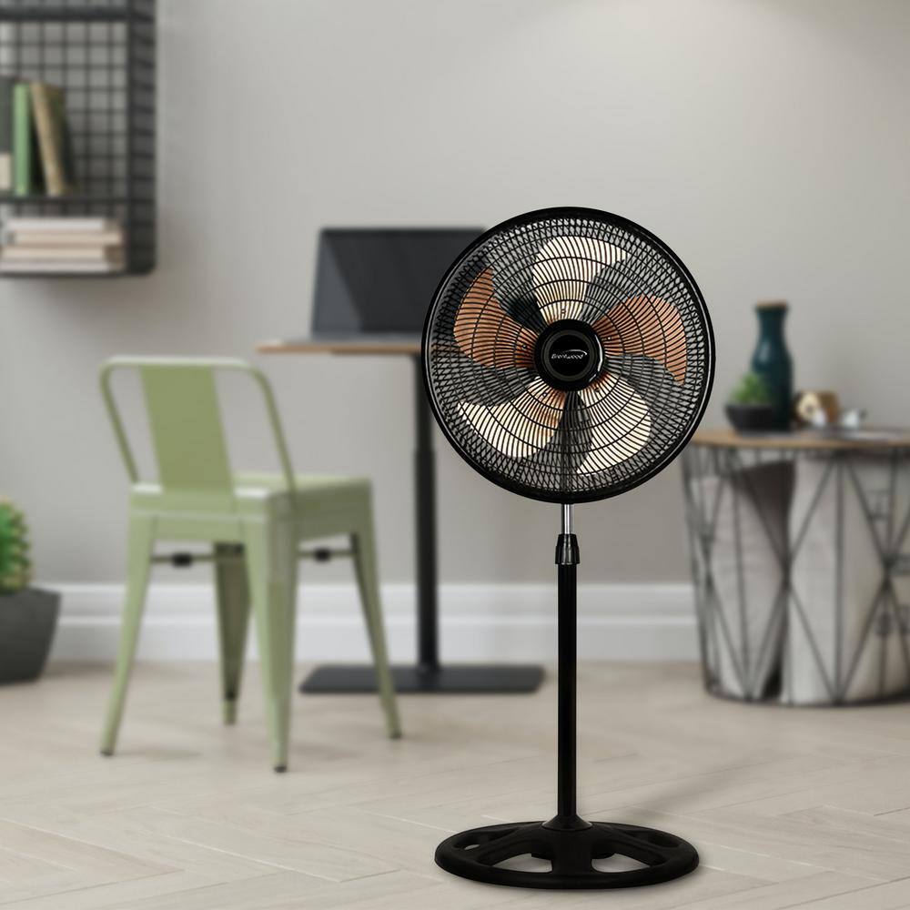 Brentwood 18 in. 3 Speed Industrial Pedestal Fan in Black 985117034M