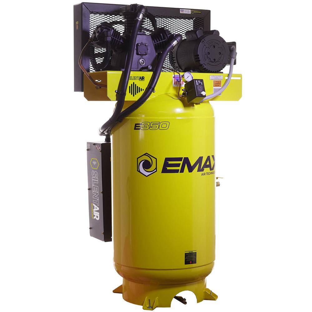 EMAX 80 Gal. 5 HP 3-Cylinder 1-Phase Silent Air 175 PSI Electric Air Compressor with Isolator Pads and Auto Drain HES05V080Y1