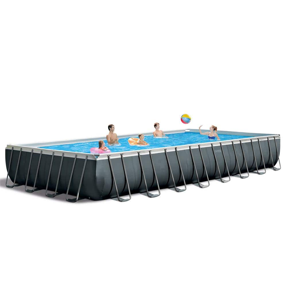 Intex Ultra XTR 32 ft. Rectangular 52 in. D Hard Side Pool Set with Deluxe Maintenance Kit 26373EH + 28003E