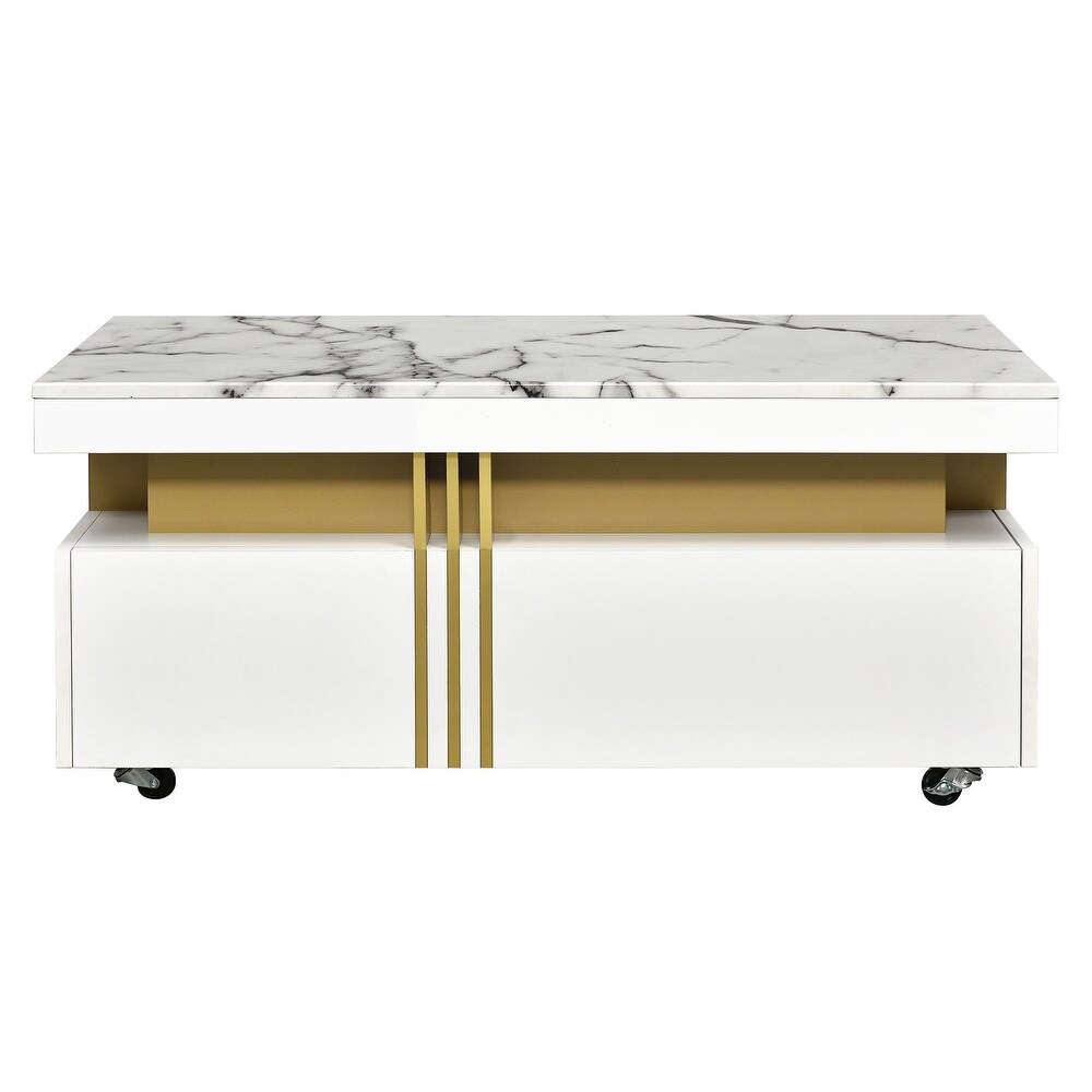 Contemporary Coffee Table with Faux Marble Top