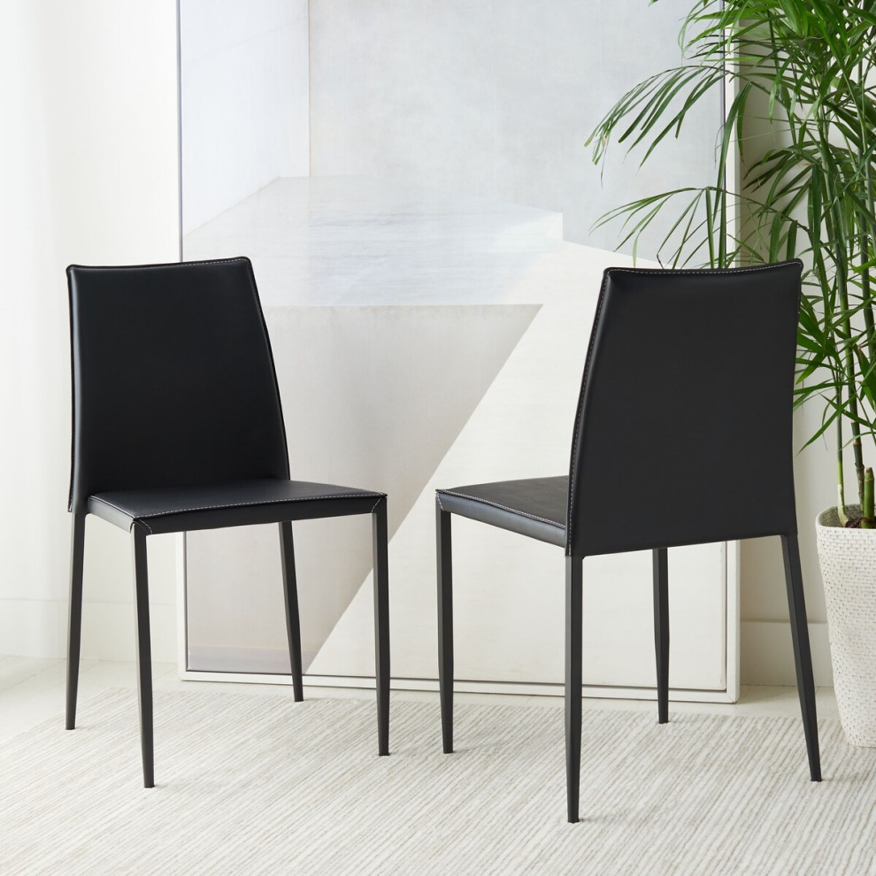 Barny Dining Chair set of 2 Black   Midcentury   Dining Chairs   by Peachtree Fine Furniture  Houzz