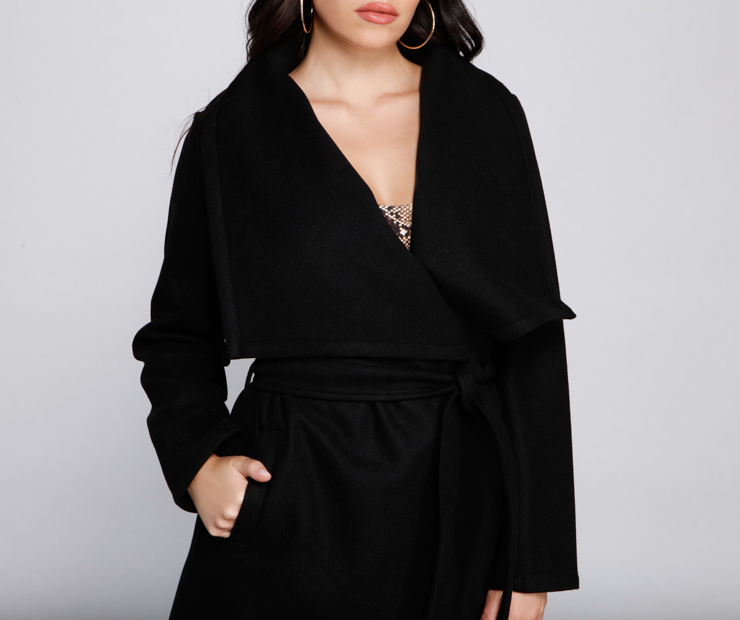 Timeless Sophistication Belted Faux Wool Coat