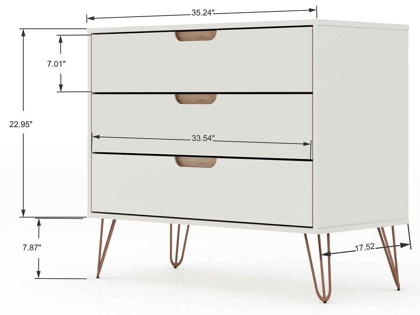 Manhattan Comfort Rockefeller 5-Drawer and 3-Drawer Off White and Nature Dresser Set