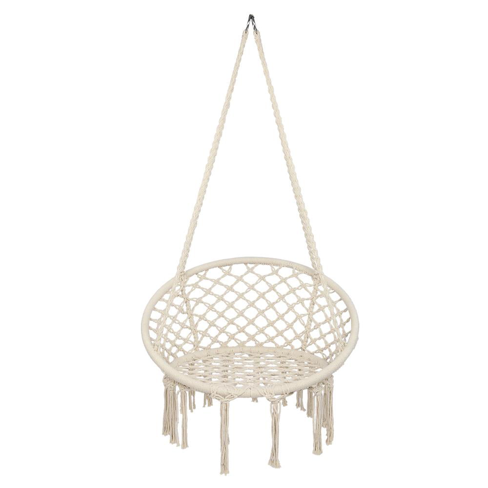 Zimtown Boho Style Rattan Chair Hanging Hammock Swing Chairs for Indoor/Outdoor, Beige, Iron Ring