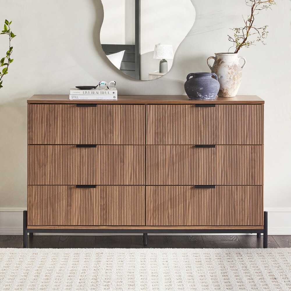 Middlebrook Designs Six Drawer Chest with Reeded Drawer Fronts