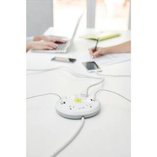 EasyLife Tech 6 ft. 4-Outlet 4-USB Round Hub Surge Protector - White 0-2514