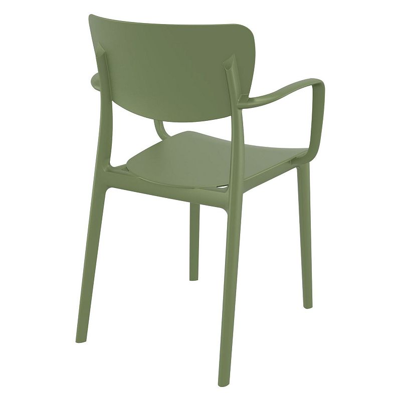 33 Olive Green Solid Stackable Patio Dining Arm Chair