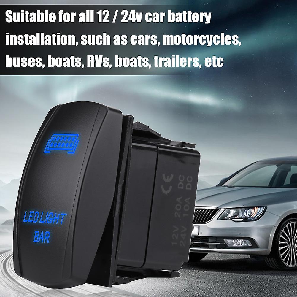 12v 24v Waterproof 5 Pin Led Light Bar  Rocker Switch Spst On Off For Car Boat Truck Blue