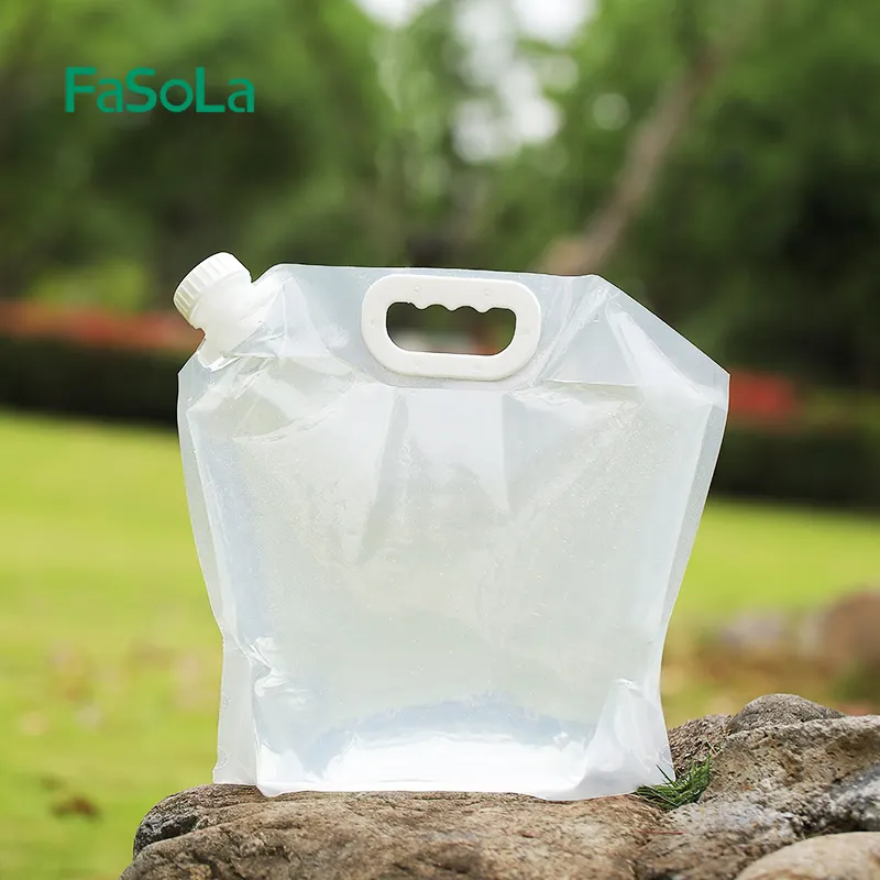 FaSoLa Premium Collapsible Water Container Bag BPA Free Clear Plastic Storage Jug for Camping Hiking Foldable Water Bottle 5L