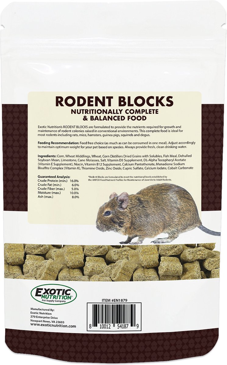 Exotic Nutrition Rodent Blocks Small Animal Food， 1-lb bag