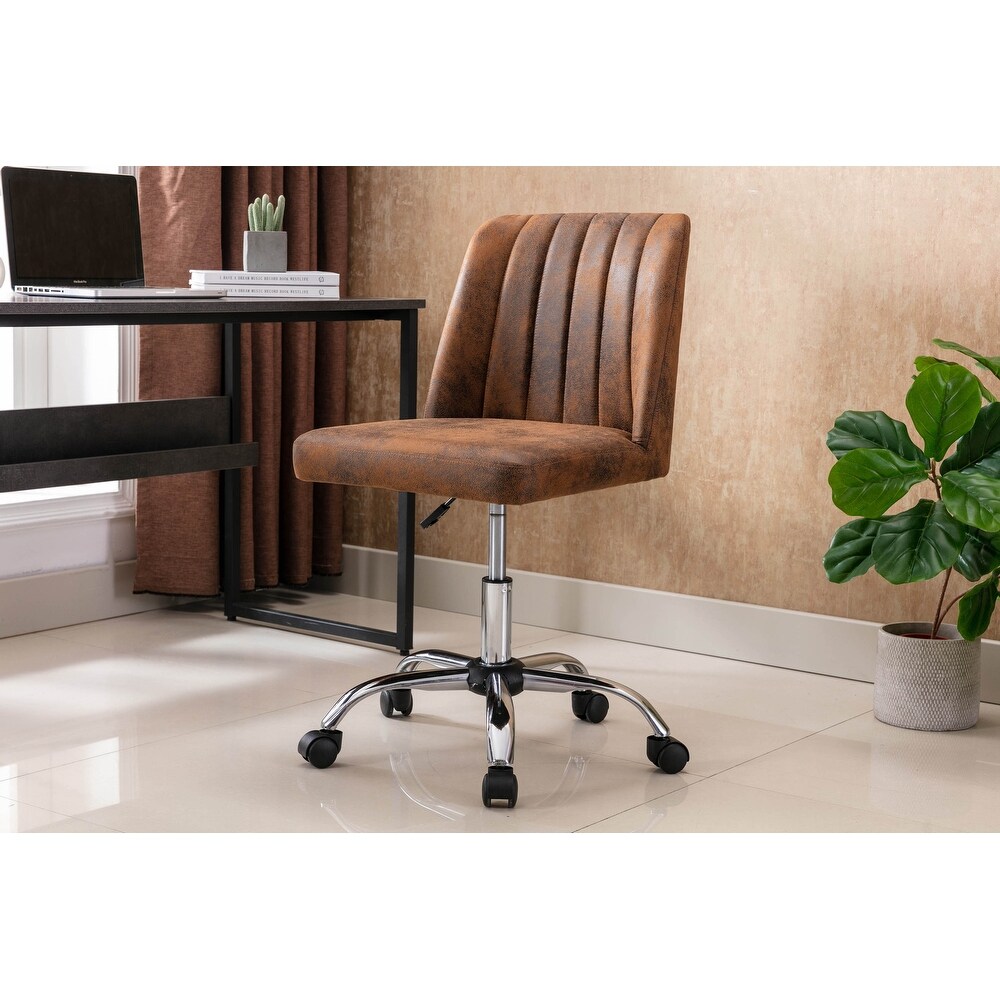 Porthos Home Nomi Microfiber Armless Office Chair  Adjustable Seat