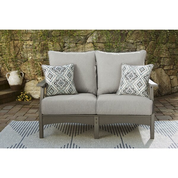 Signature Design by Ashley Visola Outdoor Poly All Weather Loveseat with Cushion