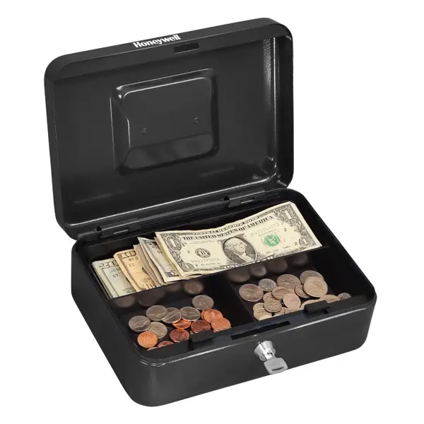 Honeywell Key Locking Steel Cash Box with Removable Tray