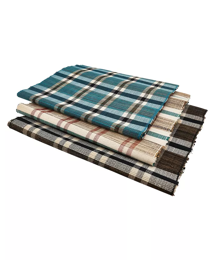 Saro Lifestyle Plaid Woven Water Hyacinth Table Runner