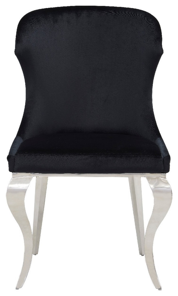 37 quotVelvet Wingback Dining Chair With Metal Legs  Black   Traditional   Dining Chairs   by VirVentures  Houzz