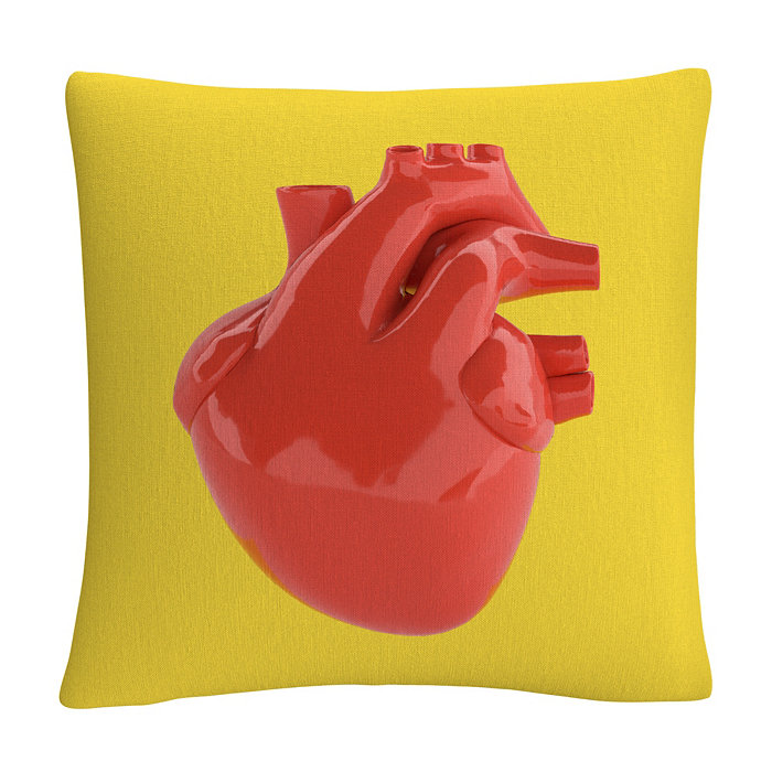 Baldwin ABC Modern 3D Red Heart Decorative Pillow， 16 x 16