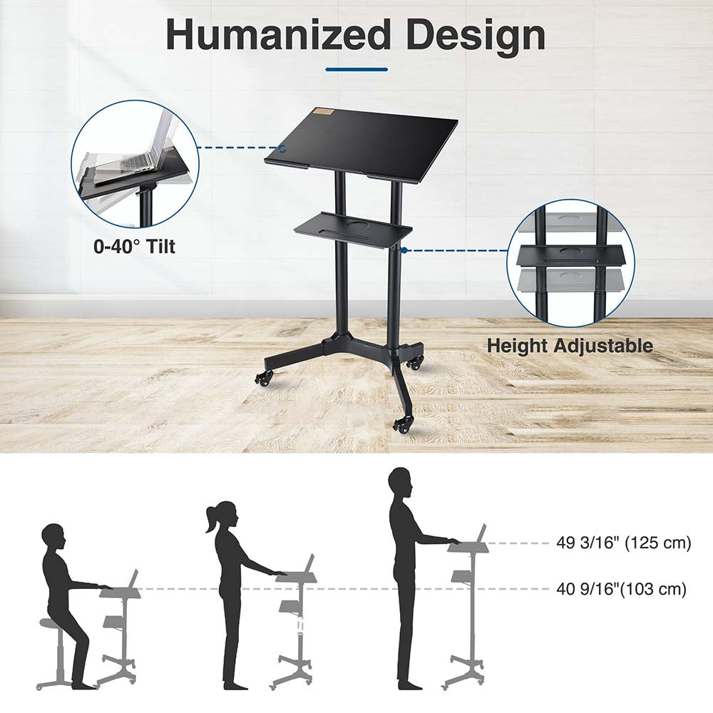 Yescom Height-Adjustable Mobile Laptop Cart on Wheels