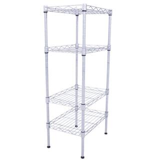 Karl home Silver 4-Tier Heavy Duty Steel Freestanding Garage Storage Shelving Unit (9.84 in. W x 31.5 in. H x 13.78 in. D) 302992573297