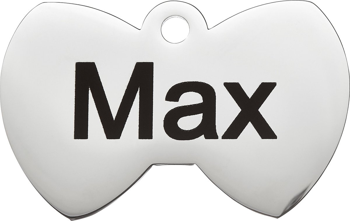 Frisco Stainless Steel Personalized Dog and Cat ID Tag， Bow Tie