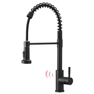 FLG 1-Handle Touchless Kitchen Sink Faucet with Pull Down Sprayer Commercial Kitchen Faucets Hand Free Taps Matte Black CC-0011-MB