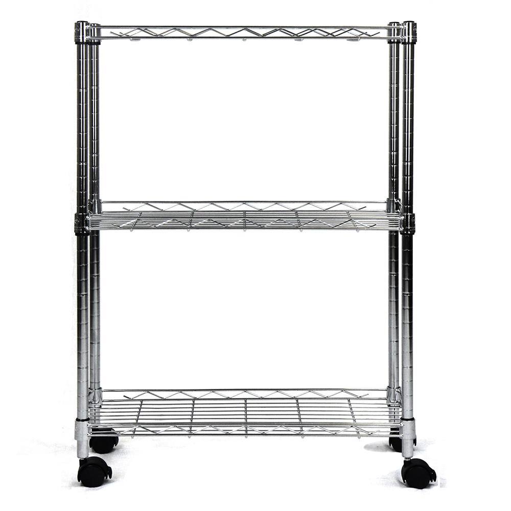 Oceanstar Chrome 3-Tier Metal Garage Storage Shelving Unit 9.1 in. W x 32 in. H x 22.50 in. D AUS1477