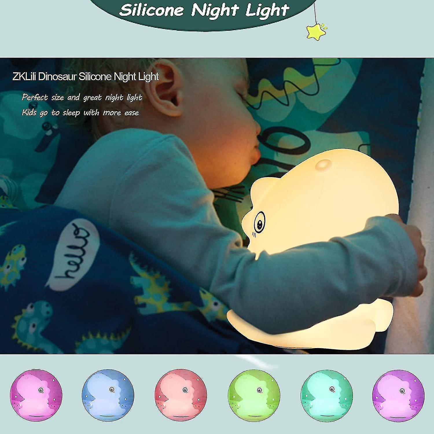 Dinosaur Night Light For Kids， Dinosaur Lamps For Boys Room With Usb Rechargeable，7 Color Mode， Bedr