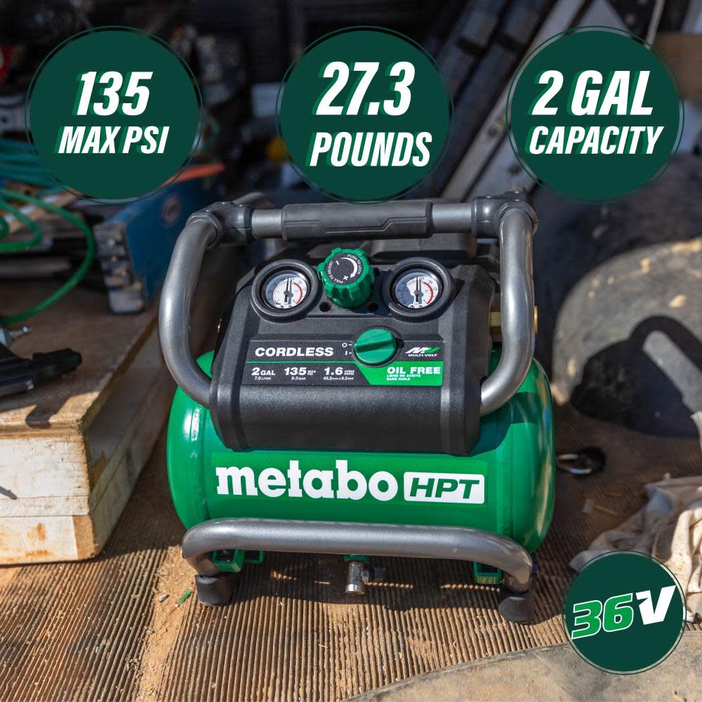 Metabo HPT 36V MultiVolt 2 Gallon Cordless Compressor EC36DAQ4M from Metabo HPT