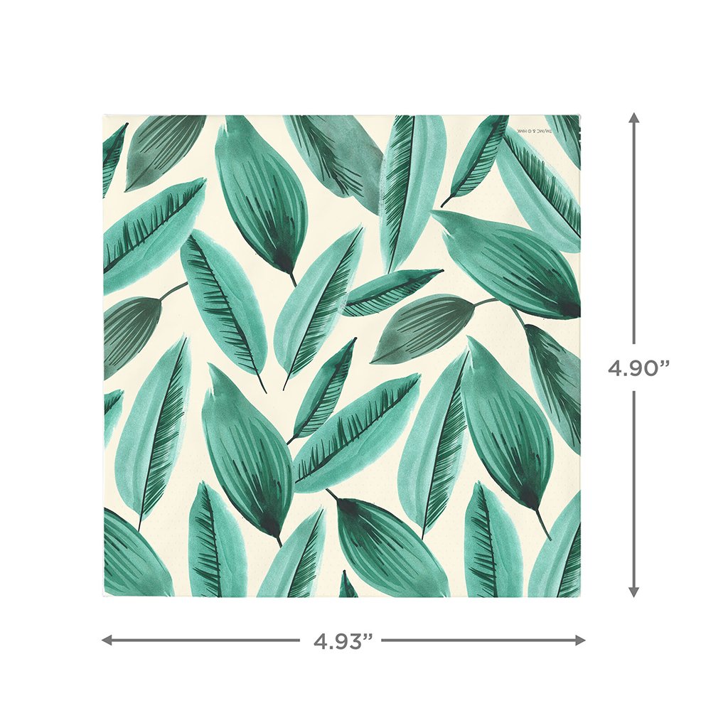 Hallmark  Palm Leaves Print Cocktail Napkins, Set of 16