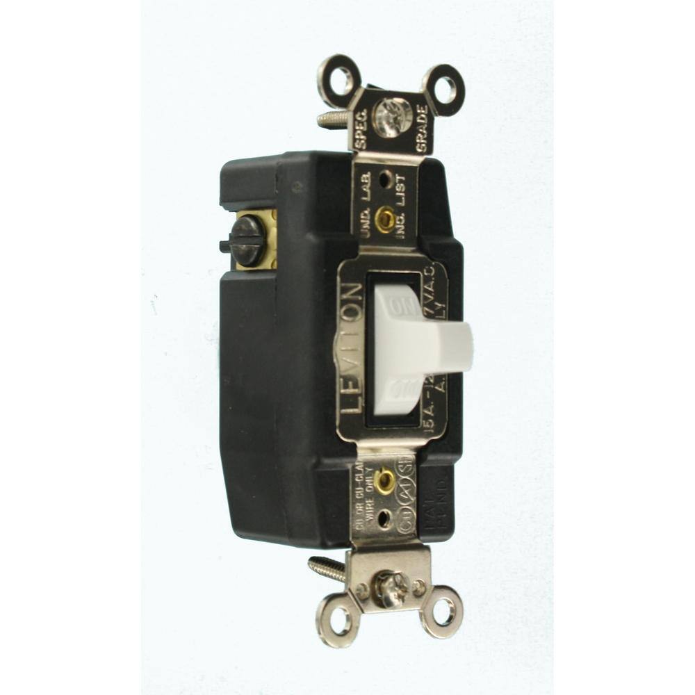 Leviton 15 Amp Industrial Grade Heavy Duty Single-Pole Double-Throw Center-Off Momentary Contact Toggle Switch White 1256-W