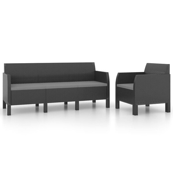 2 Piece Patio Lounge Set with Cushions PP Rattan Anthracite - Overstock - 36363648