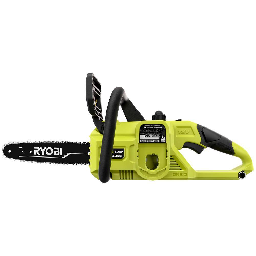 RYOBI ONE+ HP 18V Brushless 10 in. Battery Chainsaw (Tool Only) P2502BTL