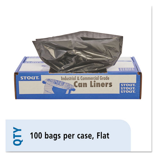 Stout Total Recycled Content Plastic Trash Bags | 65 gal， 1.5 mil， 50