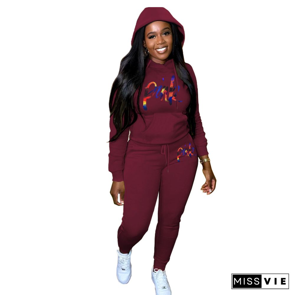 Plus Size Fleece Loose Hoodies Jogger Pants Sets