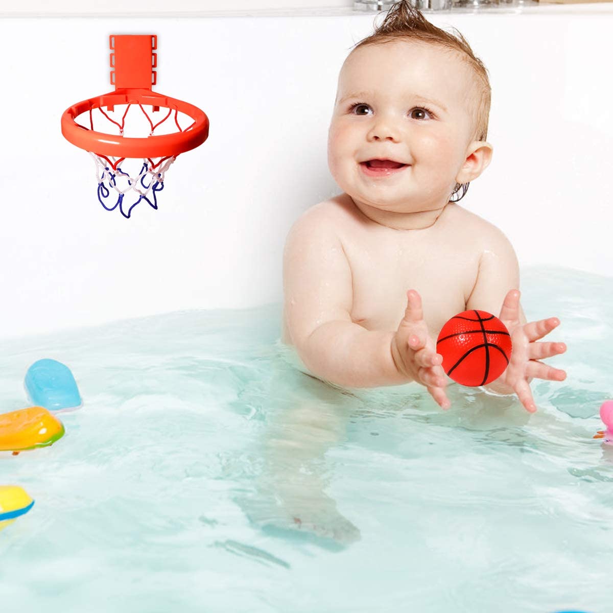 Cyfie Bathtub Basketball Hoop and Balls Set for Toddlers Boys Girls， Kids Toddlers Bath Toys Playset with 3 Soft Balls for Bathroom Home Office