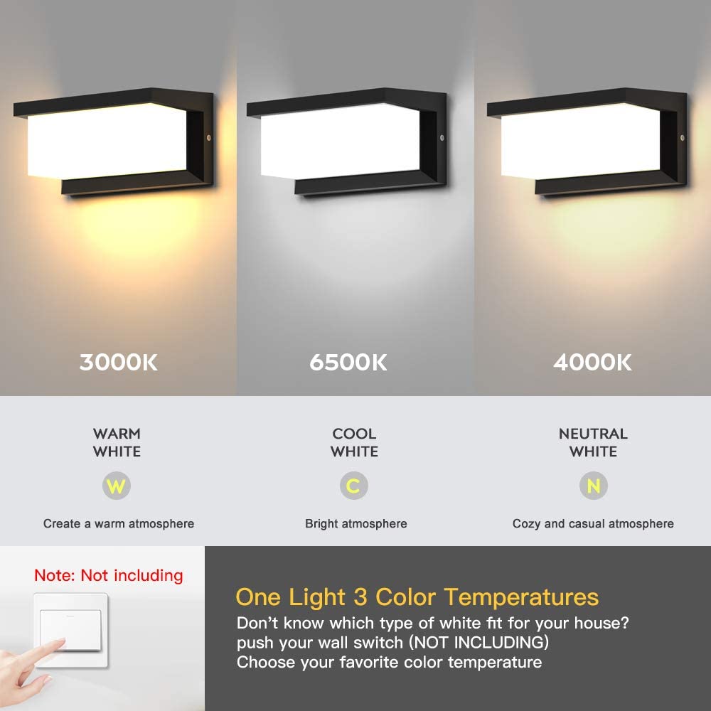 Sytmhoe Outdoor Lights Wall Mounted，Modern LED Sconce Outside Wall Lamp， 3 Colors 24 Watts Outdoor Lights for House Corridor Porch Garage Cafe Villas Hotel Lighting