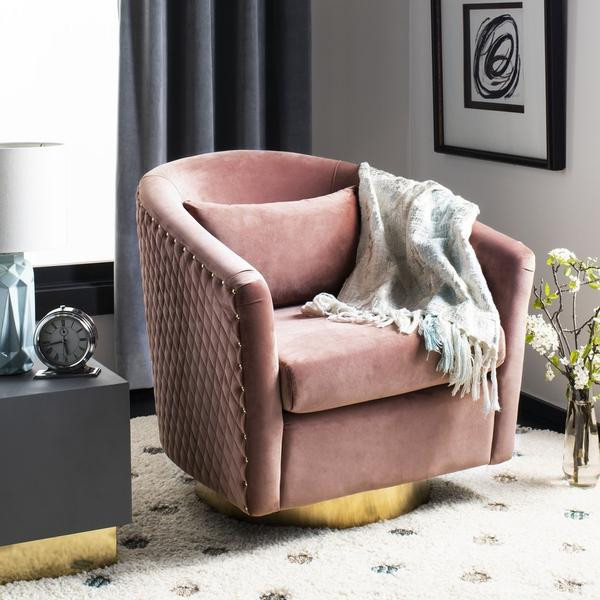 Baylee Quilted Swivel Tub Chair Dusty Rose   Contemporary   Armchairs And Accent Chairs   by Peachtree Fine Furniture  Houzz