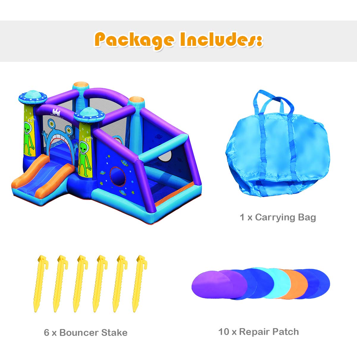 BOUNTECH Inflatable Bounce House, Alien Style Bouncy Castle w/ Large Jumping Area