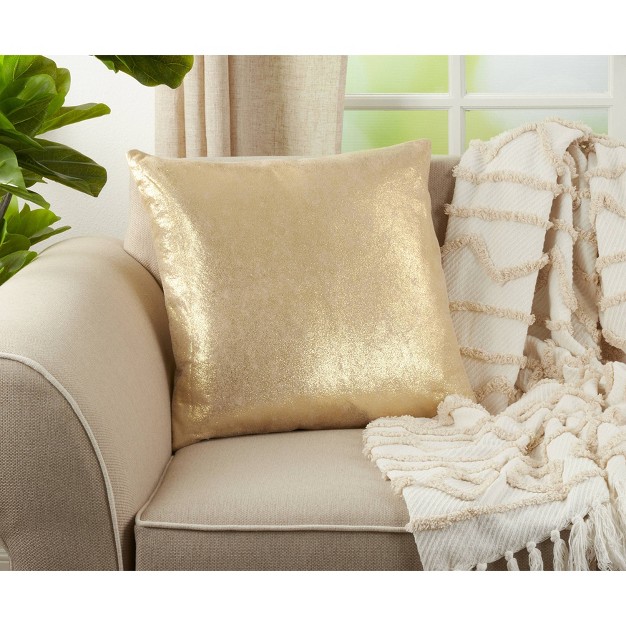 Shimmering Metallic Design Down Filled Throw Pillow Saro Lifestyle