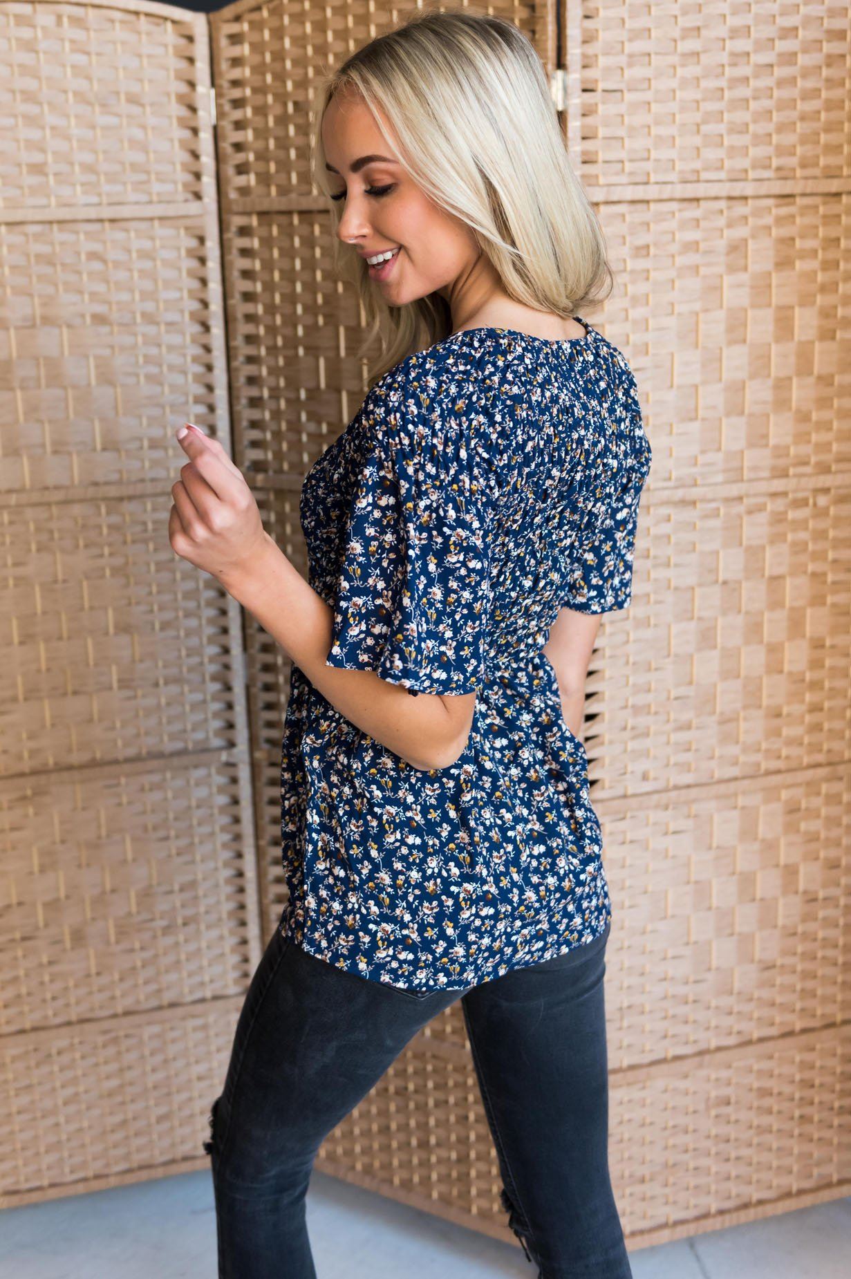 Midnight Blues Modest Blouse