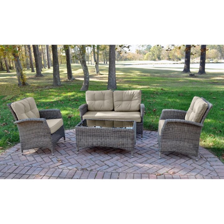 Kettler LAKENA 4 Piece Wicker Rattan Lounge Set With Cast Ash Cushions