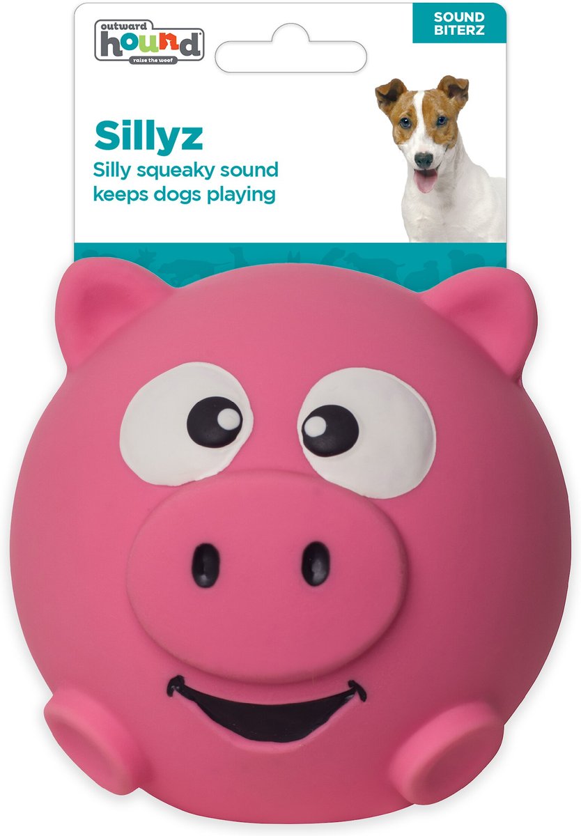 Outward Hound Sillyz Pig Latex Rubber Squeaky Ball Dog Toy