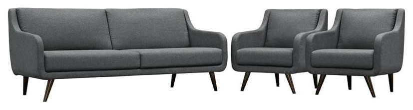 Verve Living Room Furniture Upholstered Fabric 3 Piece Set   Midcentury   Living Room Furniture Sets   by Uber Bazaar  Houzz