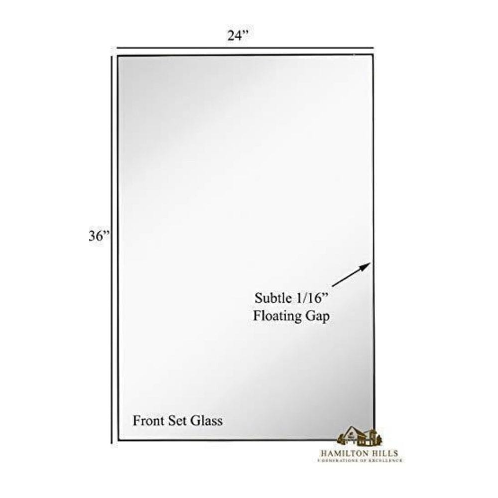 Squared Corner Deep Frame Brushed Metal Wall Mirror Silver (24