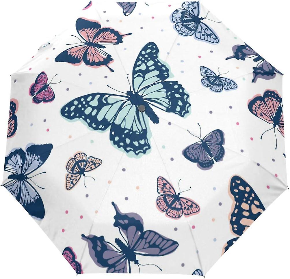 Travel Umbrella Automatic Windproof Foldable Umbrella Colorful Butterflies