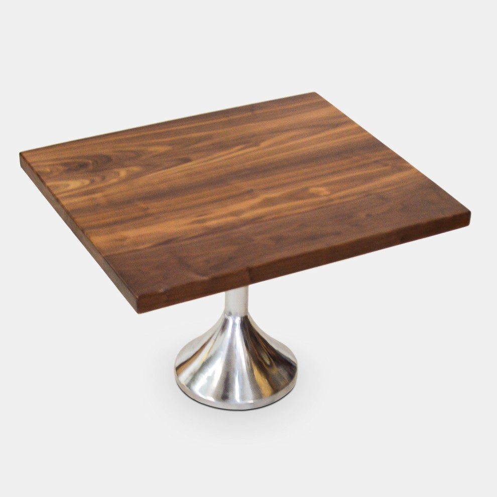 Side Table Walnut Planks  Polished Aluminum Base   Transitional   Side Tables And End Tables   by Rotsen Furniture  Houzz