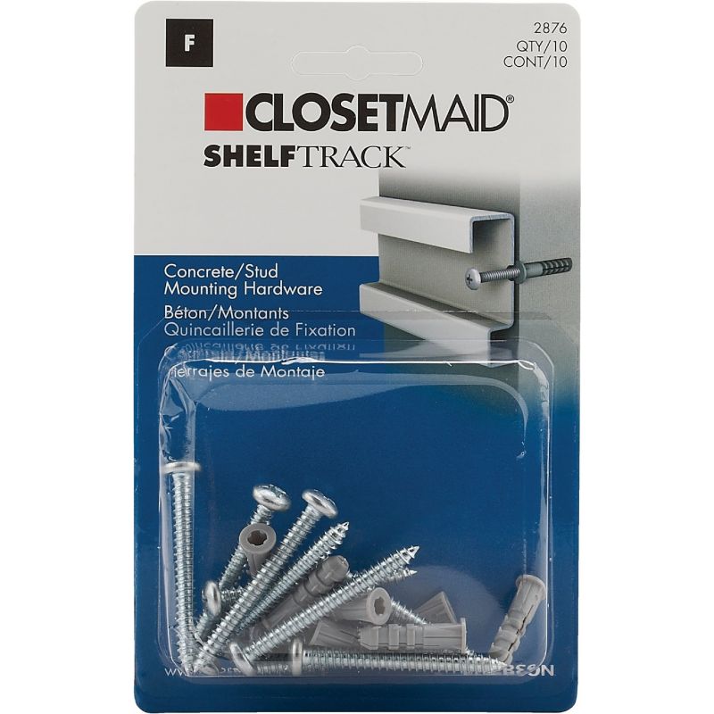 Closetmaid ShelfTrack 10-Piece Hang Track Mounting Hardware White