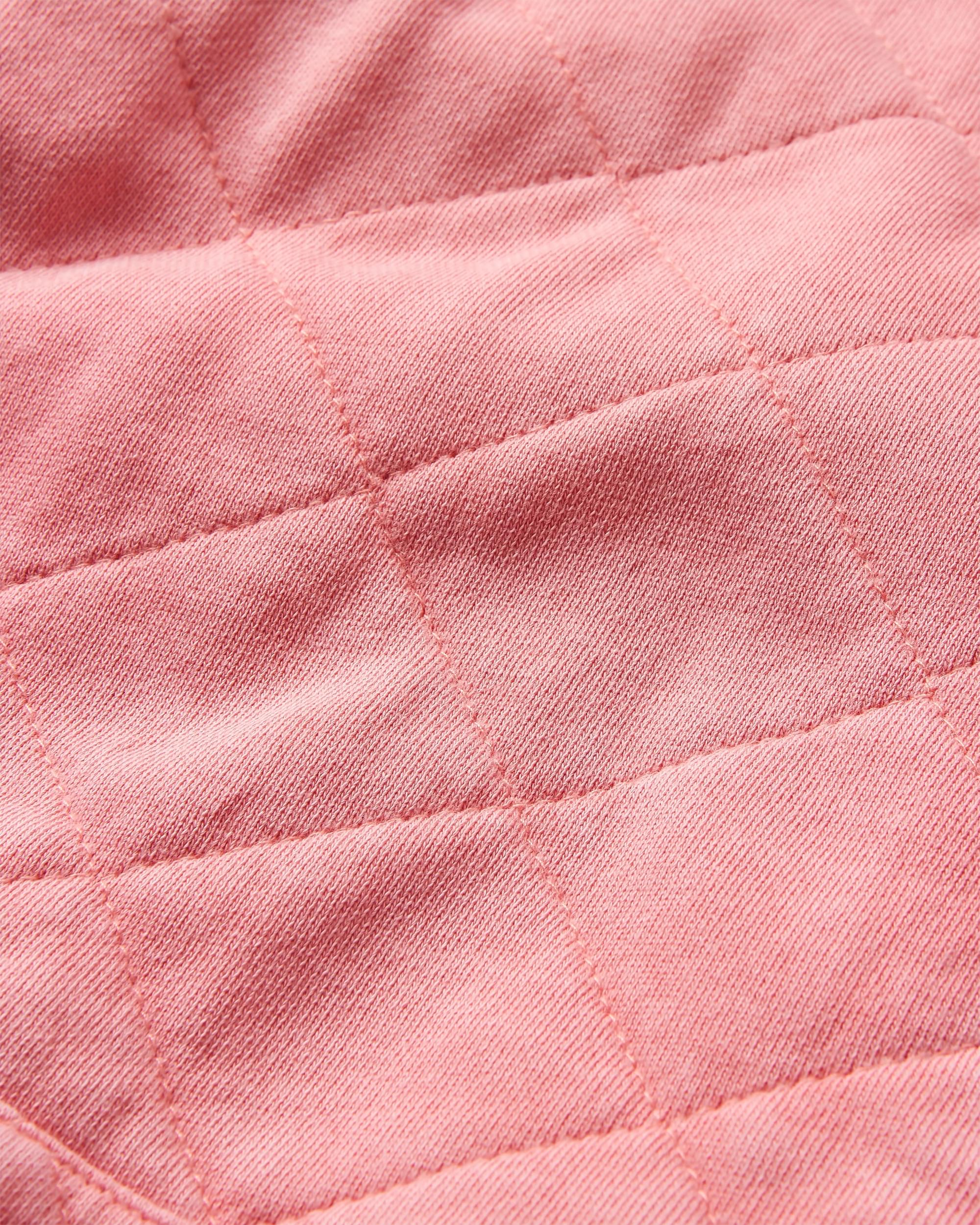 Clementine Recycled Quilted Popper Up Hoodie - Shell Pink